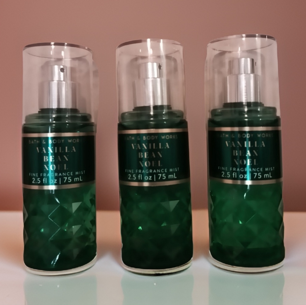 3 NEW Bath & Body Works Travel Size Vanilla Bean Noel Fine Fragrance Mists